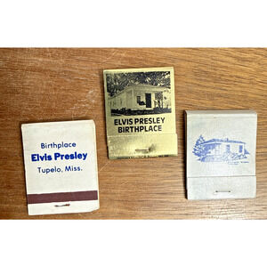 Vintage Elvis Presley Matchbook Lot 3 Unused Tupelo Mississippi Birthplace House
